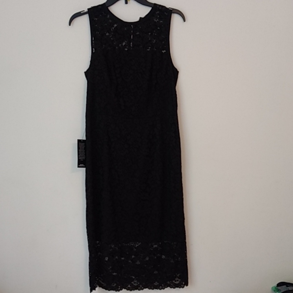 Black lace dress lined,  zipper back
